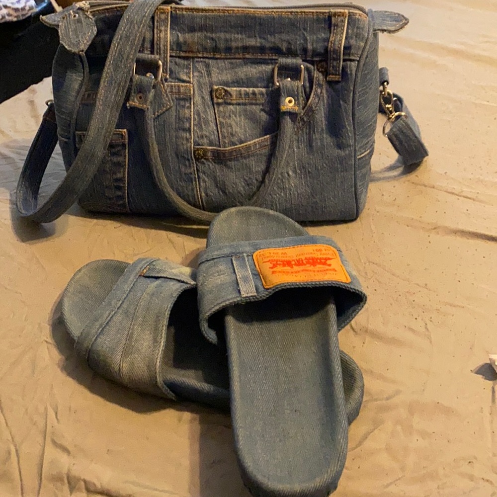 Denim shoes and purse